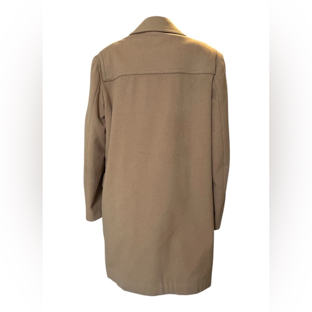 Vintage Utex Mens Camel Toggle Coat Size 40 Plaid Lining Virgin Wool Winter Coat - Picture 3 of 16